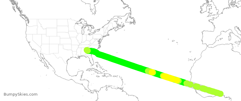 Turbulence forecast map for DAL9957, LOS to ATL