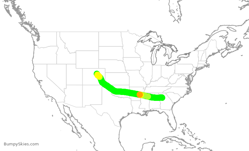 Turbulence forecast map for DAL995, ATL to DEN
