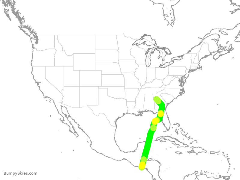 Turbulence forecast map for DAL9960, SAL to ATL