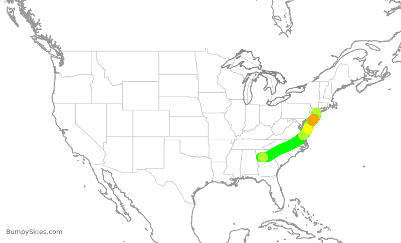 Turbulence forecast map for DAL9962, ATL to JFK