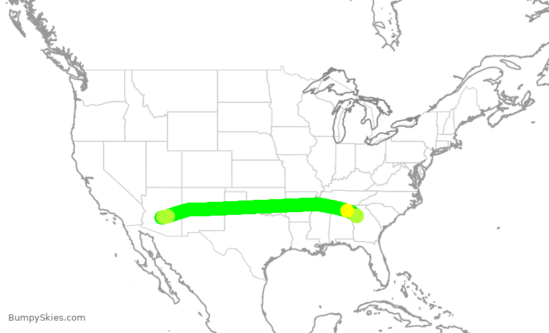 Turbulence forecast map for DAL9969, PHX to ATL