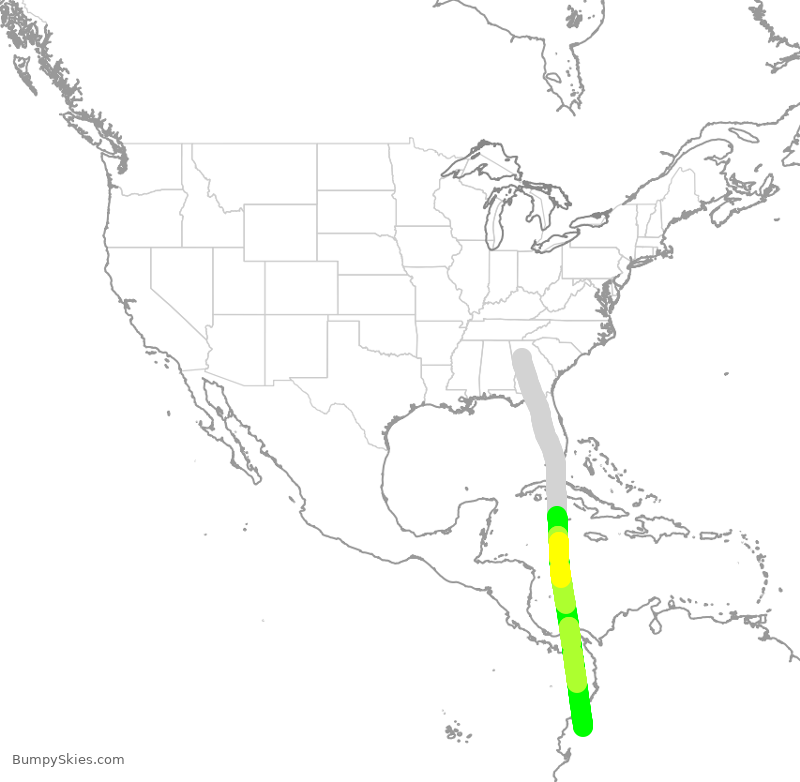 Turbulence forecast map for DAL9970, ATL to UIO