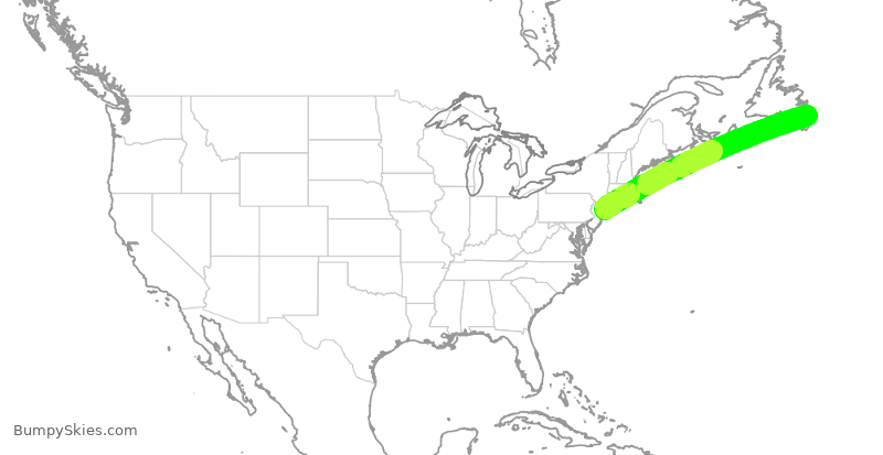 Turbulence forecast map for DAL9974, JFK to YYT