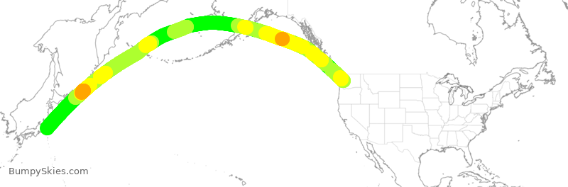 Turbulence forecast map for DAL9974, SEA to HND