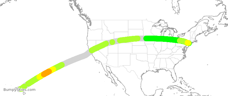 Turbulence forecast map for DAL9977, HNL to JFK
