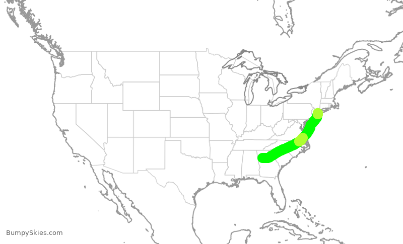 Turbulence forecast map for DAL9978, ATL to JFK