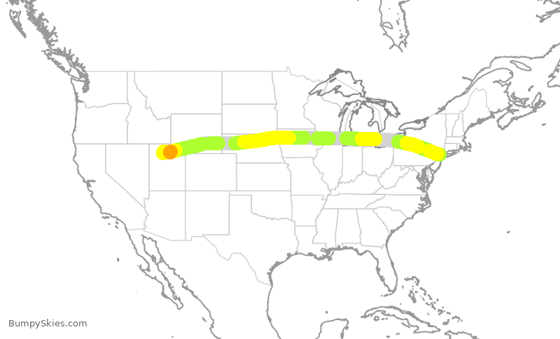 Turbulence forecast map for DAL9978, SLC to JFK