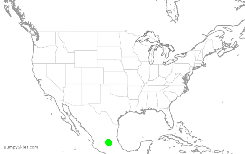Turbulence forecast map for DAL9984, QRO to QRO