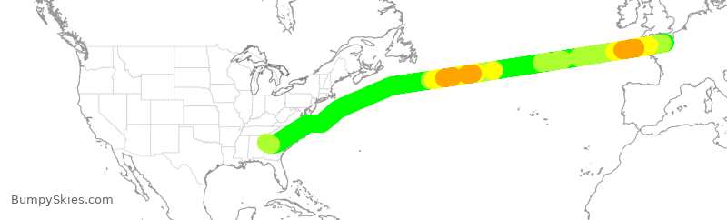 Turbulence forecast map for DAL9995, DOL to ATL