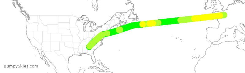 Turbulence forecast map for DAL99, CDG to ATL