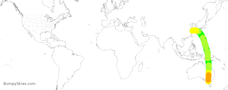 Turbulence forecast map for DKH1655, PVG to MEL