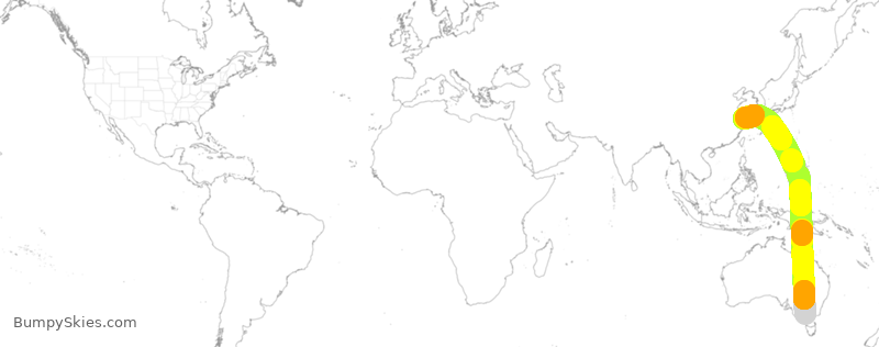 Turbulence forecast map for DKH1656, MEL to PVG