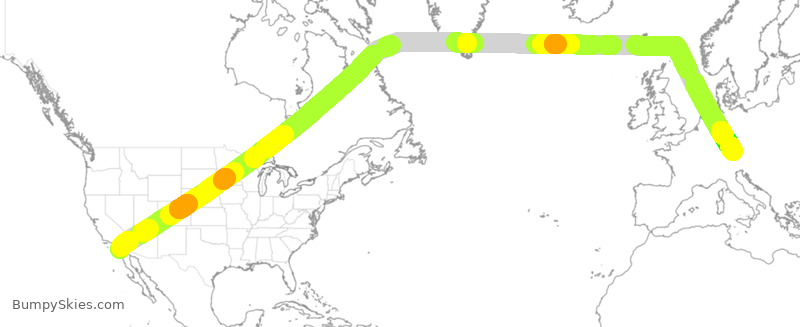 Turbulence forecast map for DLH2, SAN to MUC