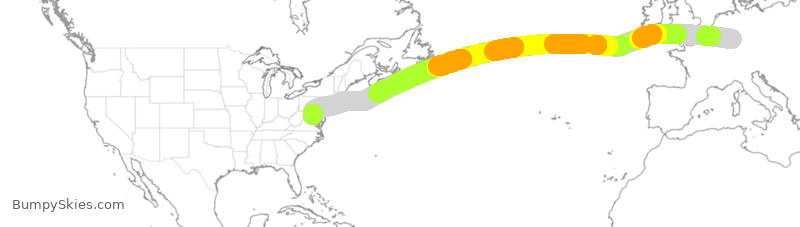 Turbulence forecast map for DLH3, FRA to IAD