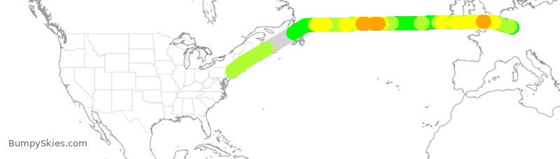 Turbulence forecast map for DLH401, JFK to FRA