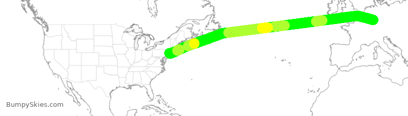 Turbulence forecast map for DLH405, JFK to FRA