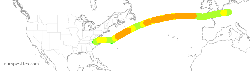 Turbulence forecast map for DLH408, FRA to RDU