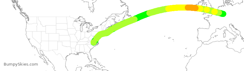 Turbulence forecast map for DLH409, RDU to FRA