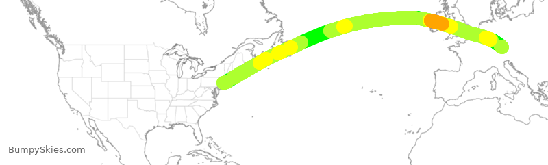 Turbulence forecast map for DLH411, JFK to MUC