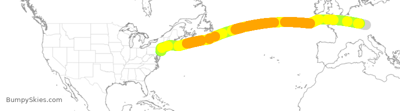 Turbulence forecast map for DLH412, MUC to EWR