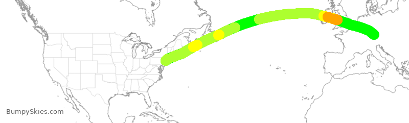 Turbulence forecast map for DLH413, EWR to MUC