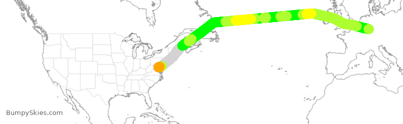 Turbulence forecast map for DLH417, IAD to FRA