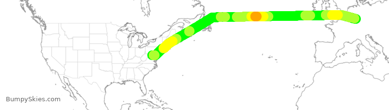 Turbulence forecast map for DLH419, IAD to FRA