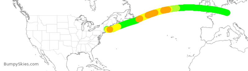 Turbulence forecast map for DLH421, BOS to FRA