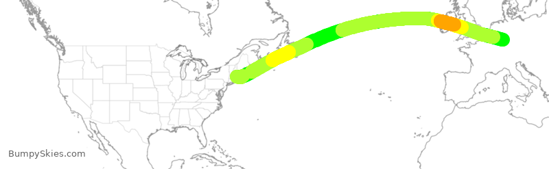 Turbulence forecast map for DLH423, BOS to FRA