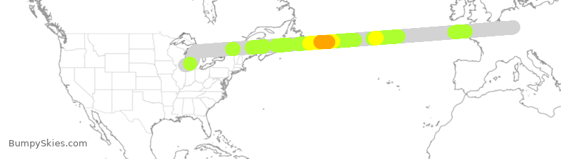 Turbulence forecast map for DLH432, FRA to ORD