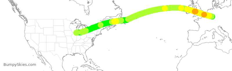 Turbulence forecast map for DLH433, ORD to FRA