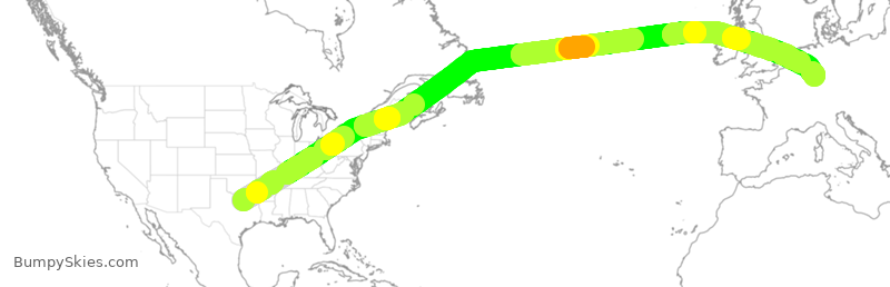 Turbulence forecast map for DLH439, DFW to FRA