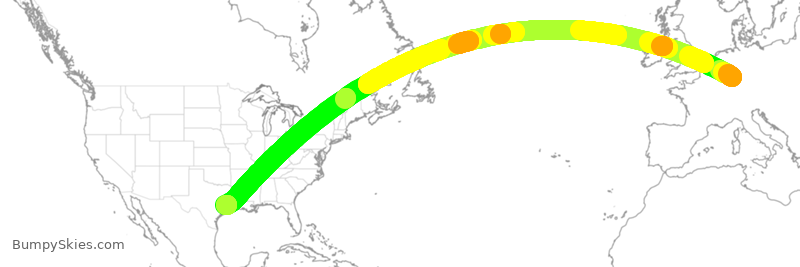 Turbulence forecast map for DLH440, FRA to IAH