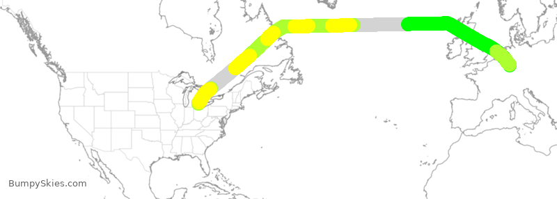 Turbulence forecast map for DLH443, DTW to DDF