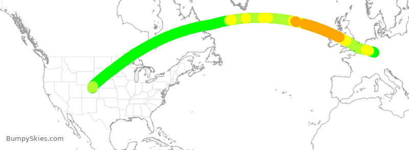 Turbulence forecast map for DLH447, DEN to FRA