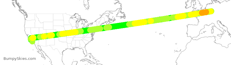 Turbulence forecast map for DLH450, FRA to LAX