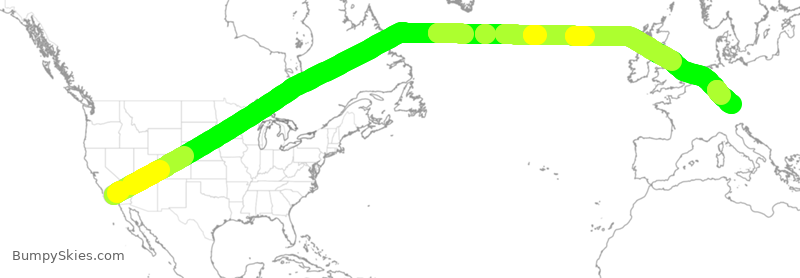 Turbulence forecast map for DLH453, LAX to DDM