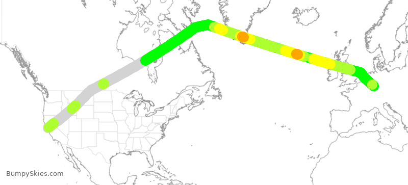 Turbulence forecast map for DLH455, SFO to DDF