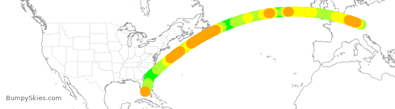 Turbulence forecast map for DLH460, MUC to MIA