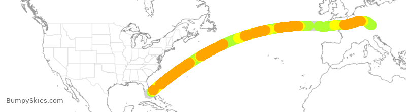 Turbulence forecast map for DLH461, MIA to MUC