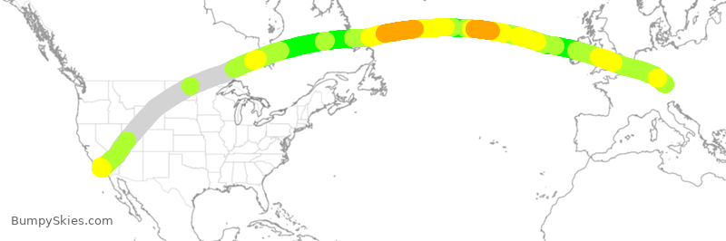 Turbulence forecast map for DLH467, LAX to MUC
