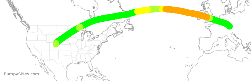 Turbulence forecast map for DLH481, DEN to MUC