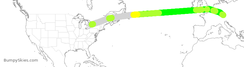 Turbulence forecast map for DLH495, YYZ to MUC