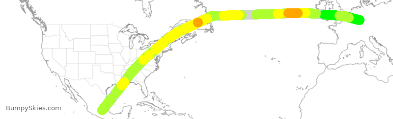 Turbulence forecast map for DLH499, MEX to FRA