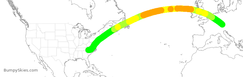Turbulence forecast map for DLH4, CLT to MUC