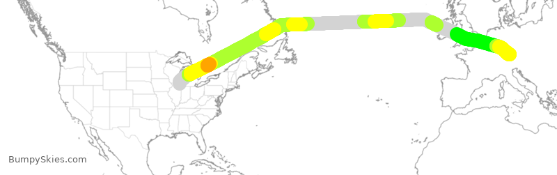Turbulence forecast map for DLH4, ORD to MUC