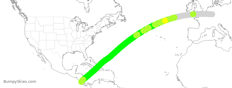 Turbulence forecast map for DLH518, FRA to SJO