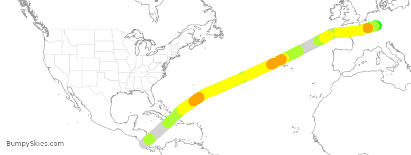Turbulence forecast map for DLH519, ROC to DDF
