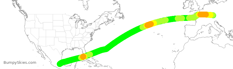 Turbulence forecast map for DLH520, MUC to MEX