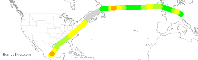 Turbulence forecast map for DLH521, MEX to MUC